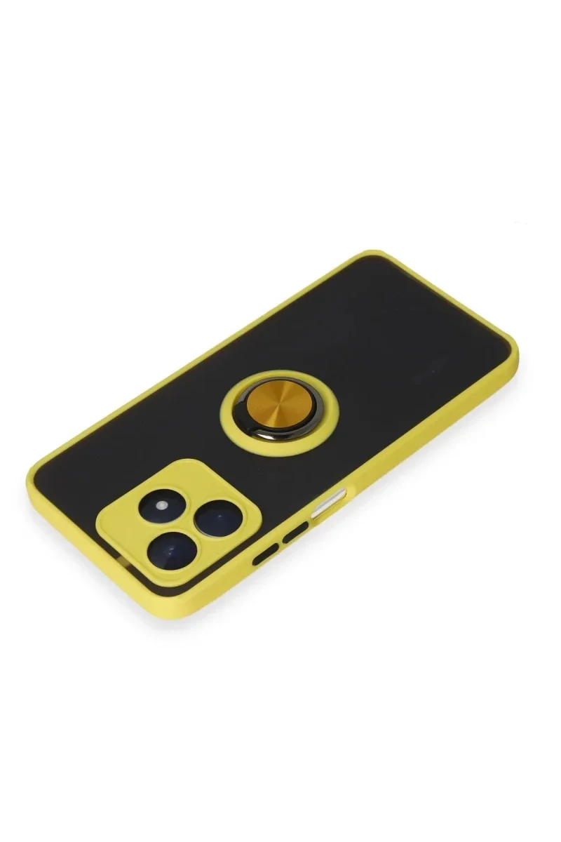 Realme C53 Kılıf Montreal Yüzüklü Silikon Kapak - Sarı
