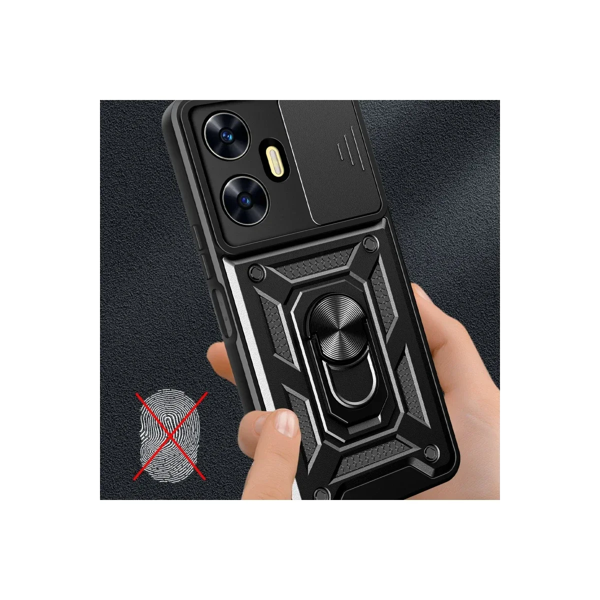 Realme C55 Kılıf Pars Lens Yüzüklü Silikon - Siyah Realme C55 Kılıf Pars Lens Yüzüklü Silikon - Siyah