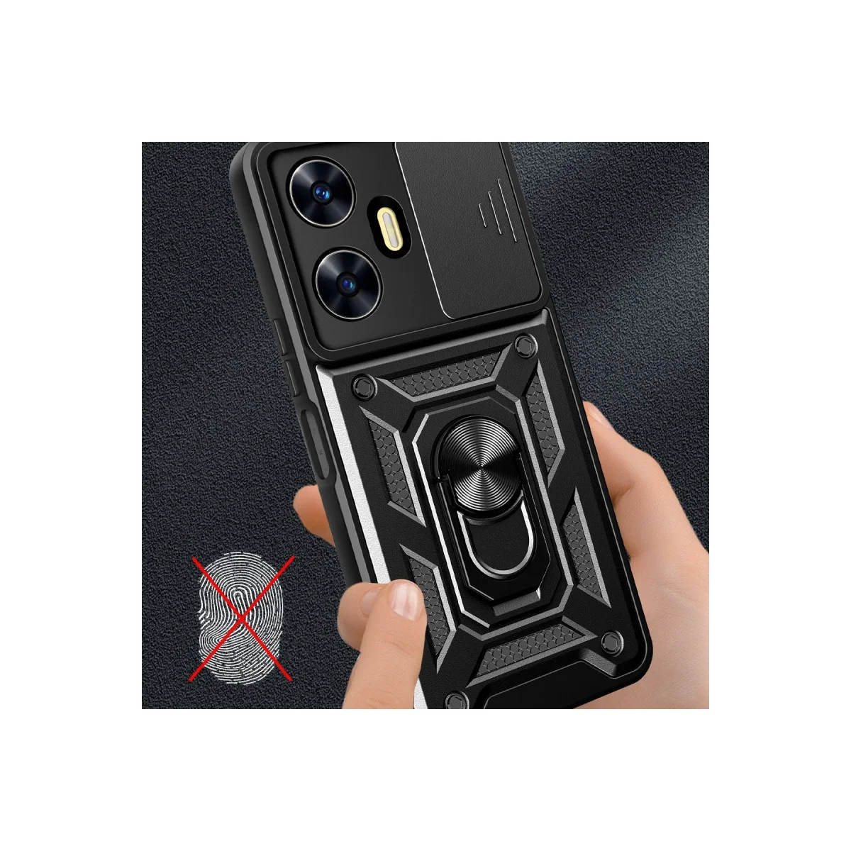 Realme C55 Kılıf Pars Lens Yüzüklü Silikon - Siyah Realme C55 Kılıf Pars Lens Yüzüklü Silikon - Siyah