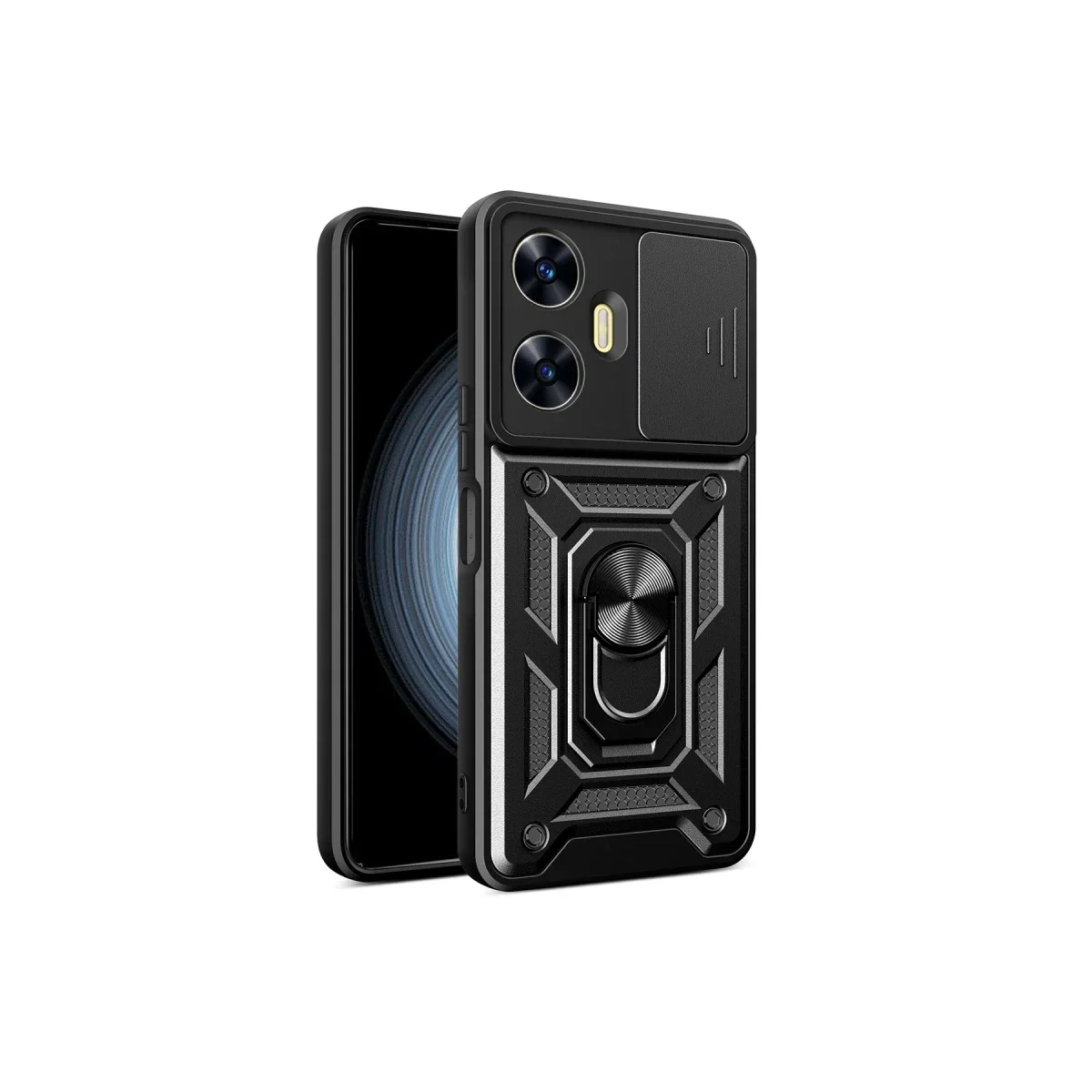 Realme C55 Kılıf Pars Lens Yüzüklü Silikon - Siyah Realme C55 Kılıf Pars Lens Yüzüklü Silikon - Siyah