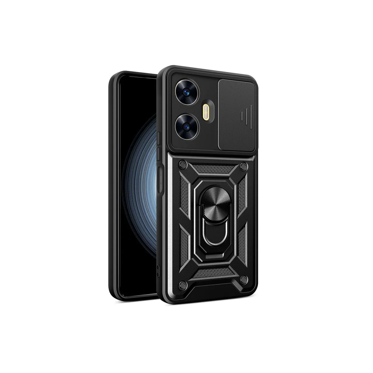 Realme C55 Kılıf Pars Lens Yüzüklü Silikon - Siyah Realme C55 Kılıf Pars Lens Yüzüklü Silikon - Siyah