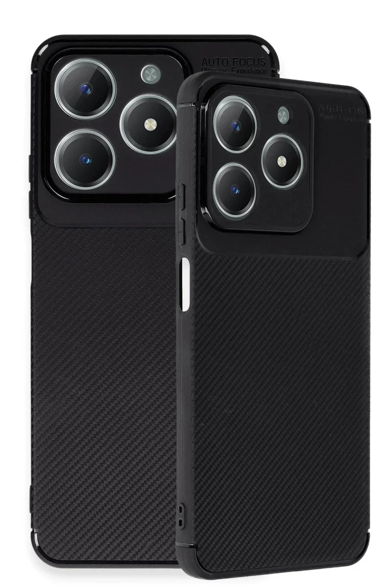 Realme C61 Kılıf Auto Focus Karbon Kapak - Siyah
