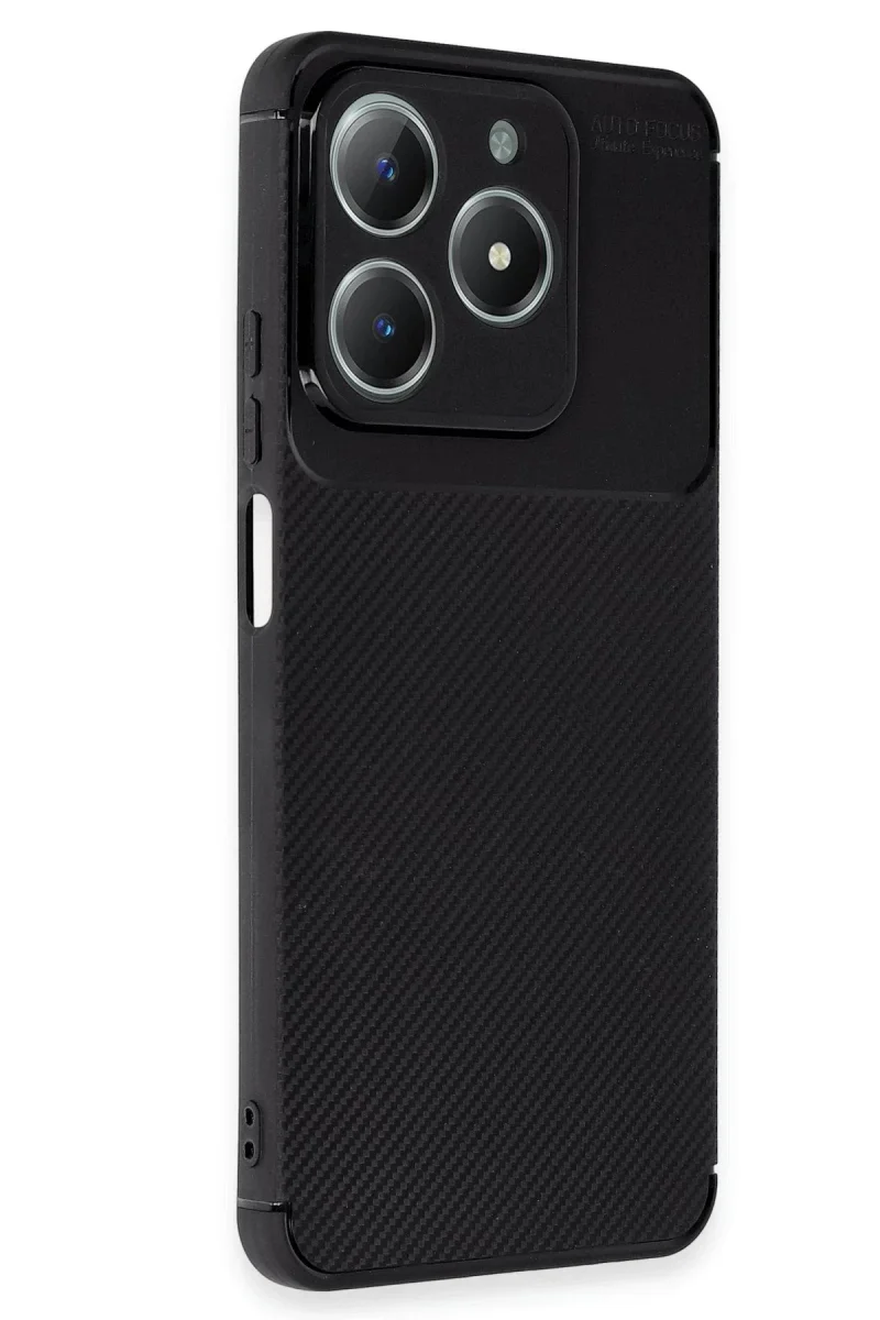 Realme C61 Kılıf Auto Focus Karbon Kapak - Siyah