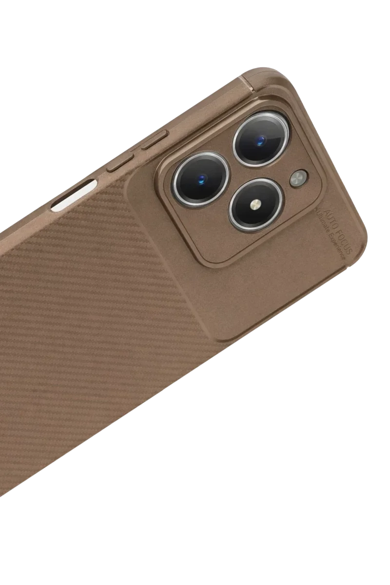 Realme C61 Kılıf Auto Focus Karbon Kapak - Kahverengi Realme C61 Kılıf Auto Focus Karbon Kapak - Kahverengi