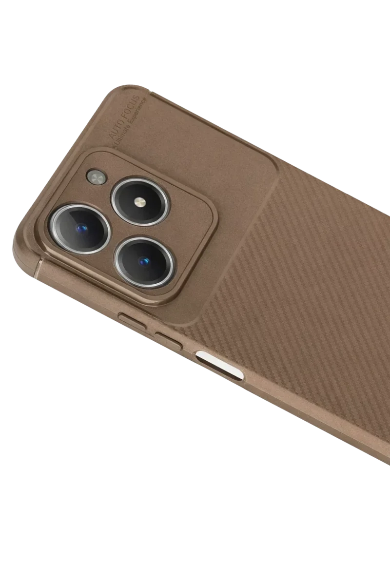 Realme C61 Kılıf Auto Focus Karbon Kapak - Kahverengi Realme C61 Kılıf Auto Focus Karbon Kapak - Kahverengi