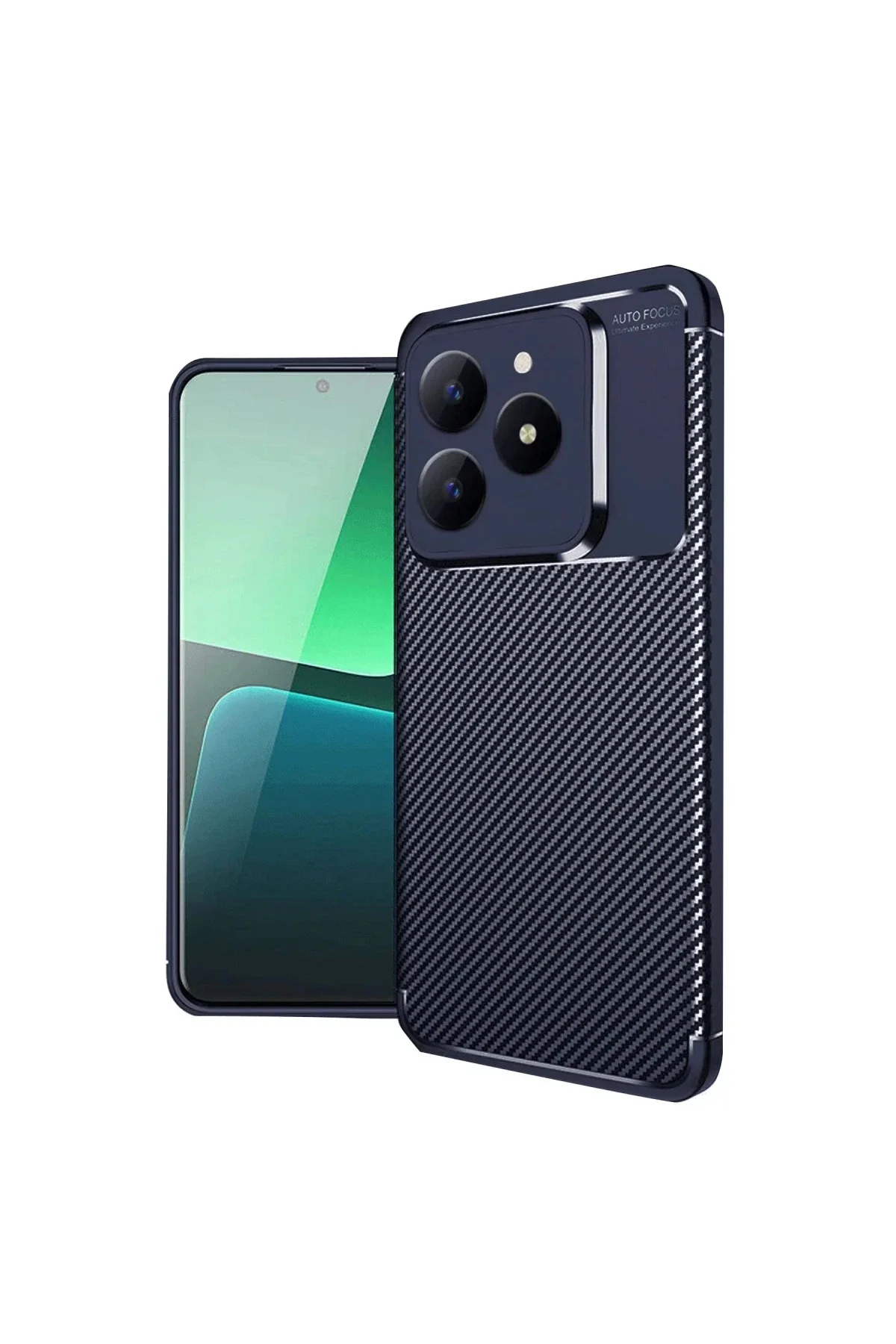 Realme C61 Kılıf Auto Focus Karbon Kapak - Lacivert Realme C61 Kılıf Auto Focus Karbon Kapak - Lacivert