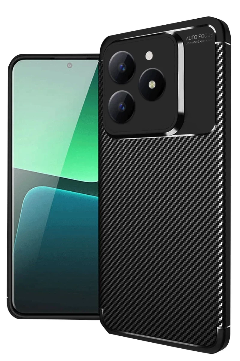 Realme C61 Kılıf Auto Focus Karbon Kapak - Siyah