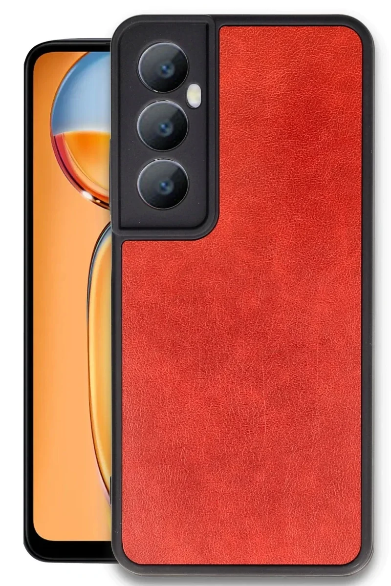 Realme C65 Kılıf Aras Deri Kapak - Kırmızı