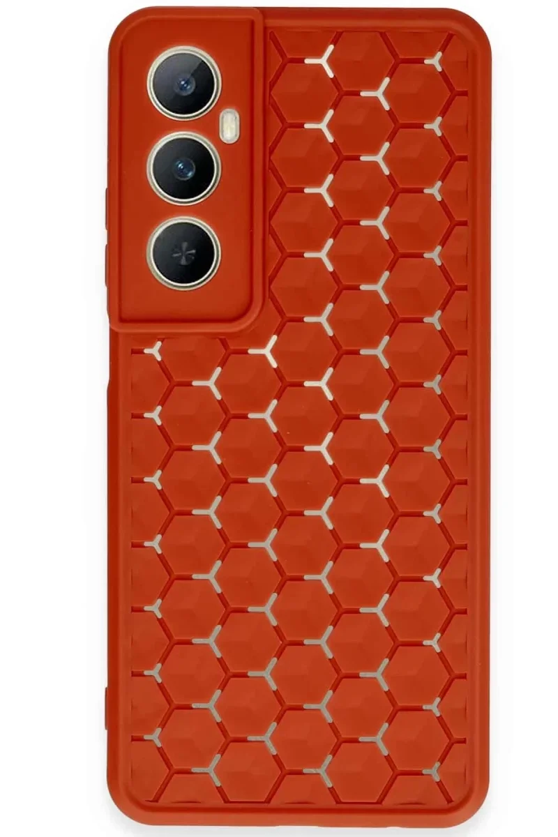 Realme C65 Kılıf Petek Silikon Kapak - Kırmızı
