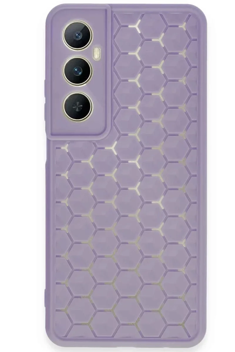 Realme C65 Kılıf Petek Silikon Kapak - Lila Realme C65 Kılıf Petek Silikon Kapak - Lila