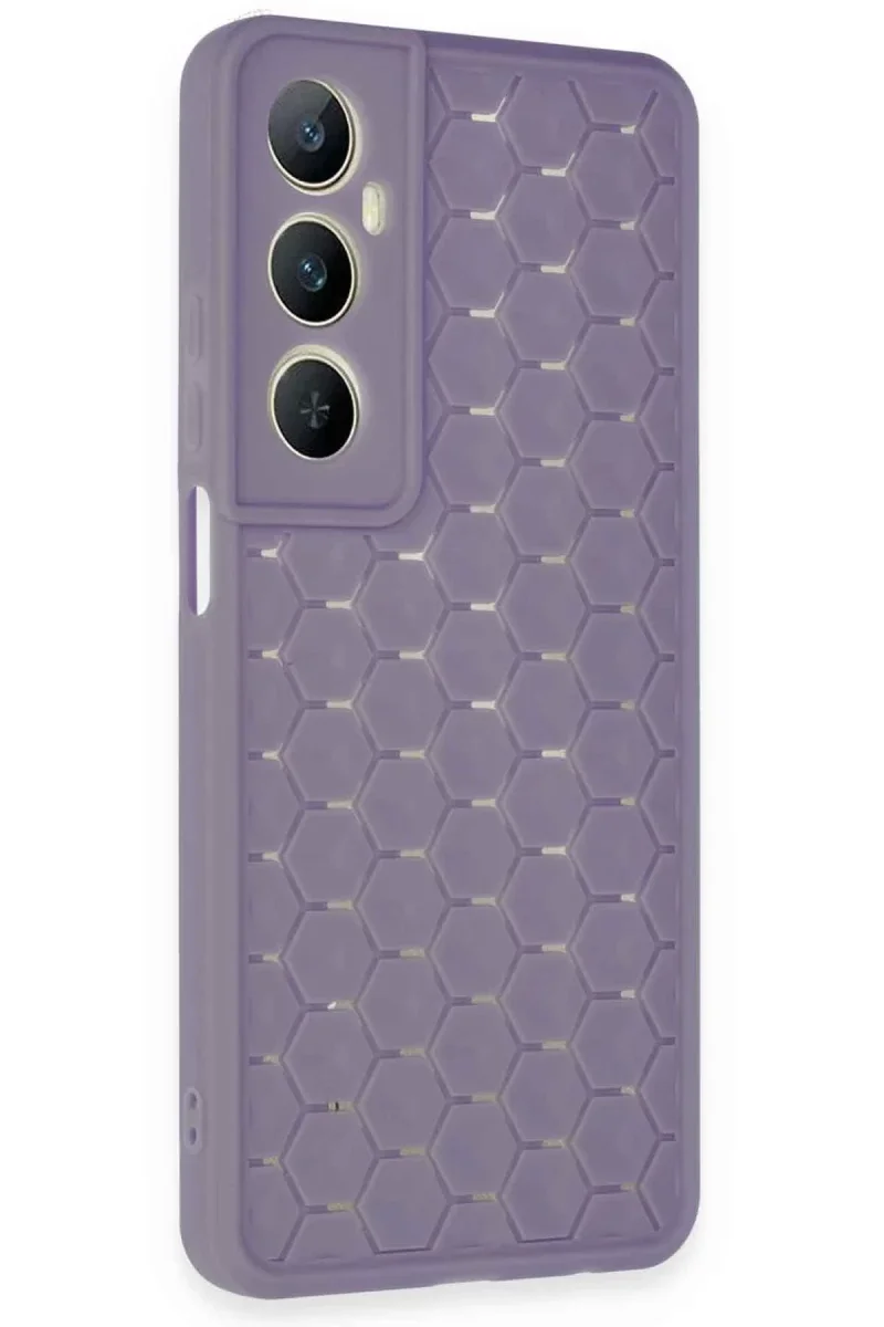 Realme C65 Kılıf Petek Silikon Kapak - Lila Realme C65 Kılıf Petek Silikon Kapak - Lila