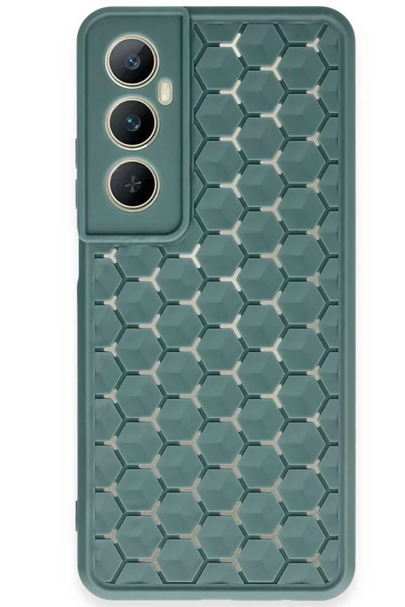 Realme C65 Kılıf Petek Silikon Kapak - Koyu Yeşil