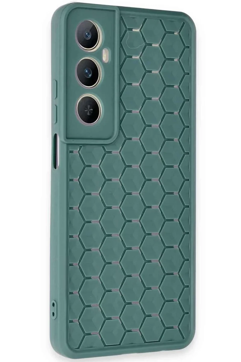 Realme C65 Kılıf Petek Silikon Kapak - Koyu Yeşil