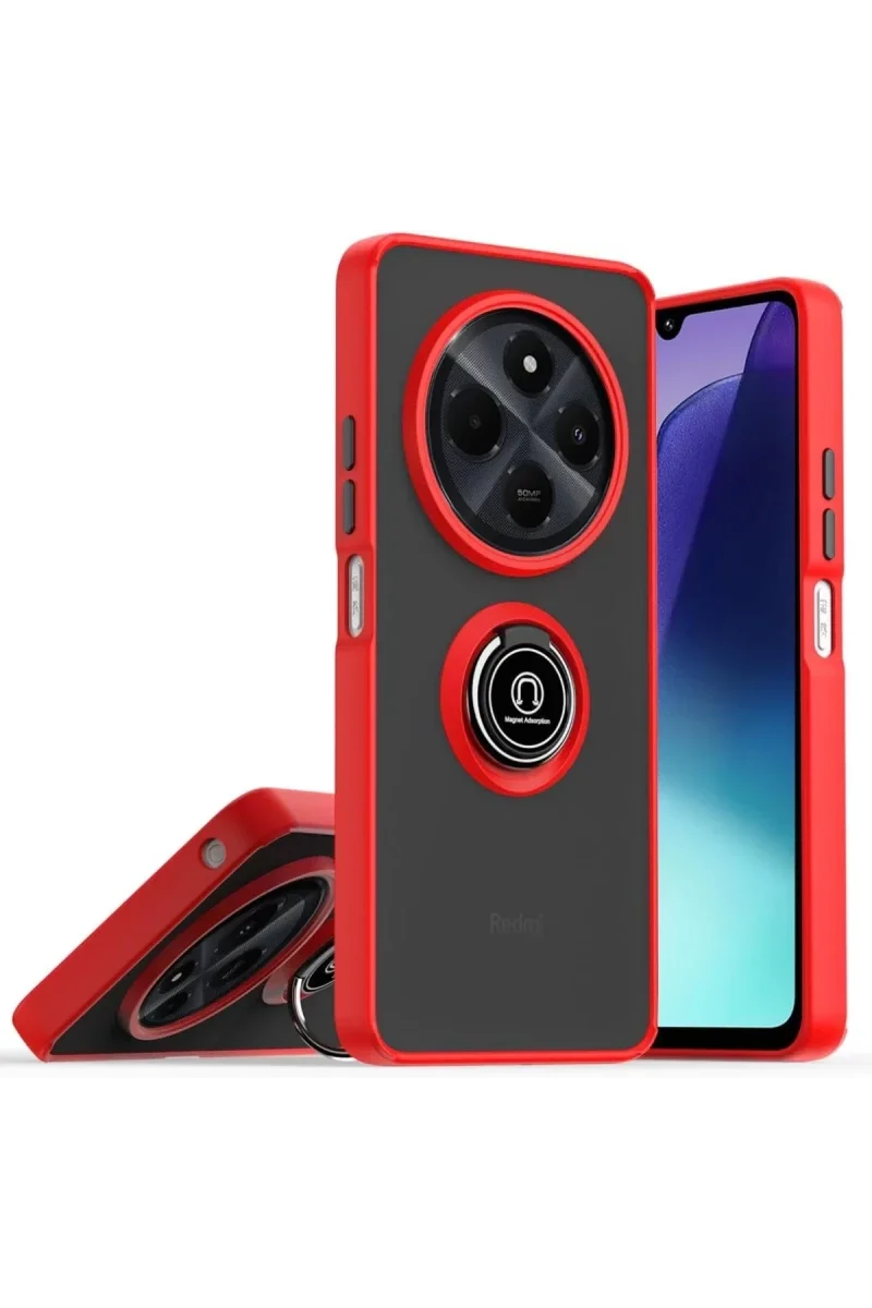 Realme C75 4G Kılıf Montreal Yüzüklü Silikon Kapak - Kırmızı