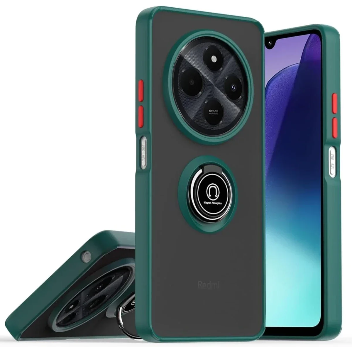 Realme C75 4G Kılıf Montreal Yüzüklü Silikon Kapak - Yeşil Realme C75 4G Kılıf Montreal Yüzüklü Silikon Kapak - Yeşil