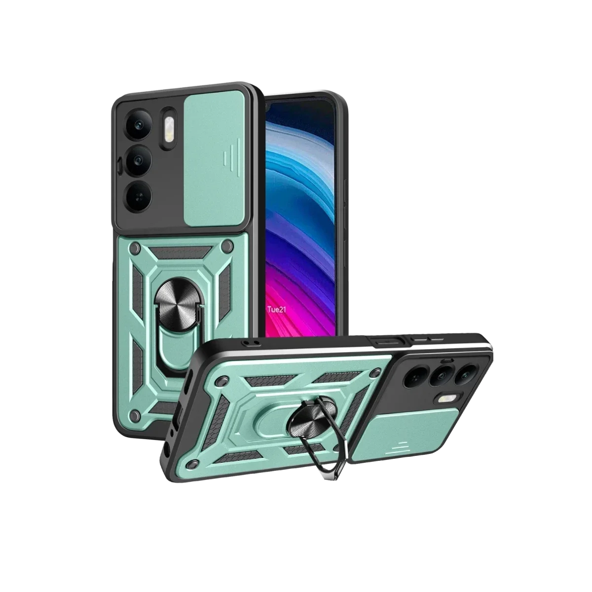 Realme C75 4G Kılıf Pars Lens Yüzüklü Silikon - Yeşil Realme C75 4G Kılıf Pars Lens Yüzüklü Silikon - Yeşil