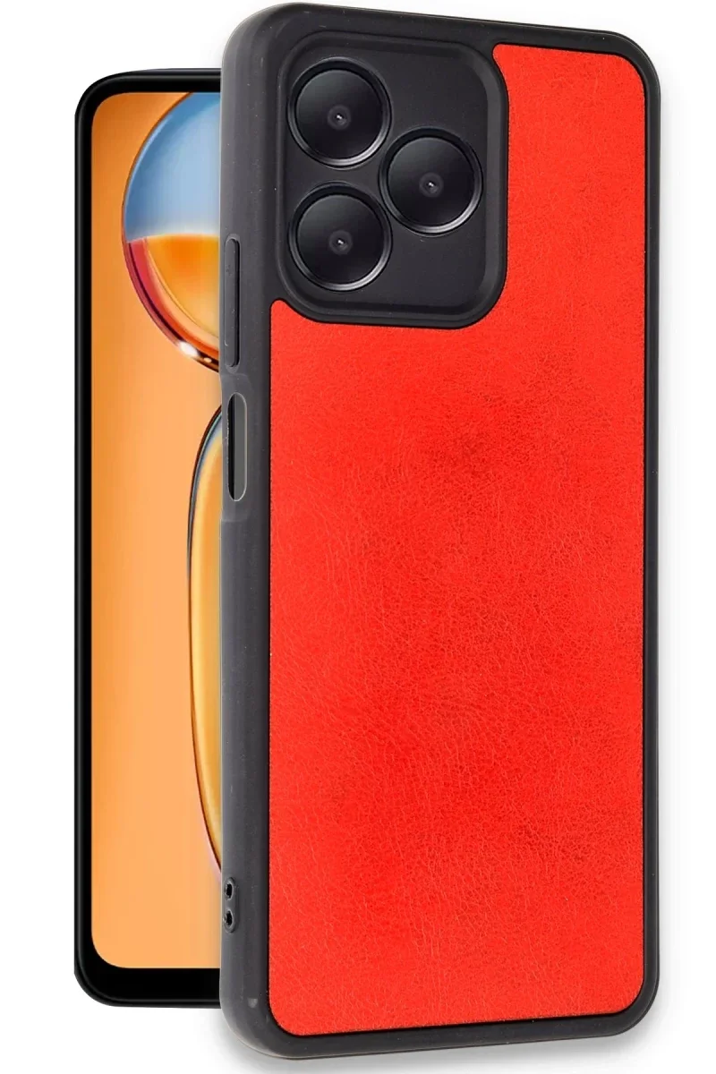 Realme Note 50 4G Kılıf Aras Deri Kapak - Kırmızı Realme Note 50 4G Kılıf Aras Deri Kapak - Kırmızı
