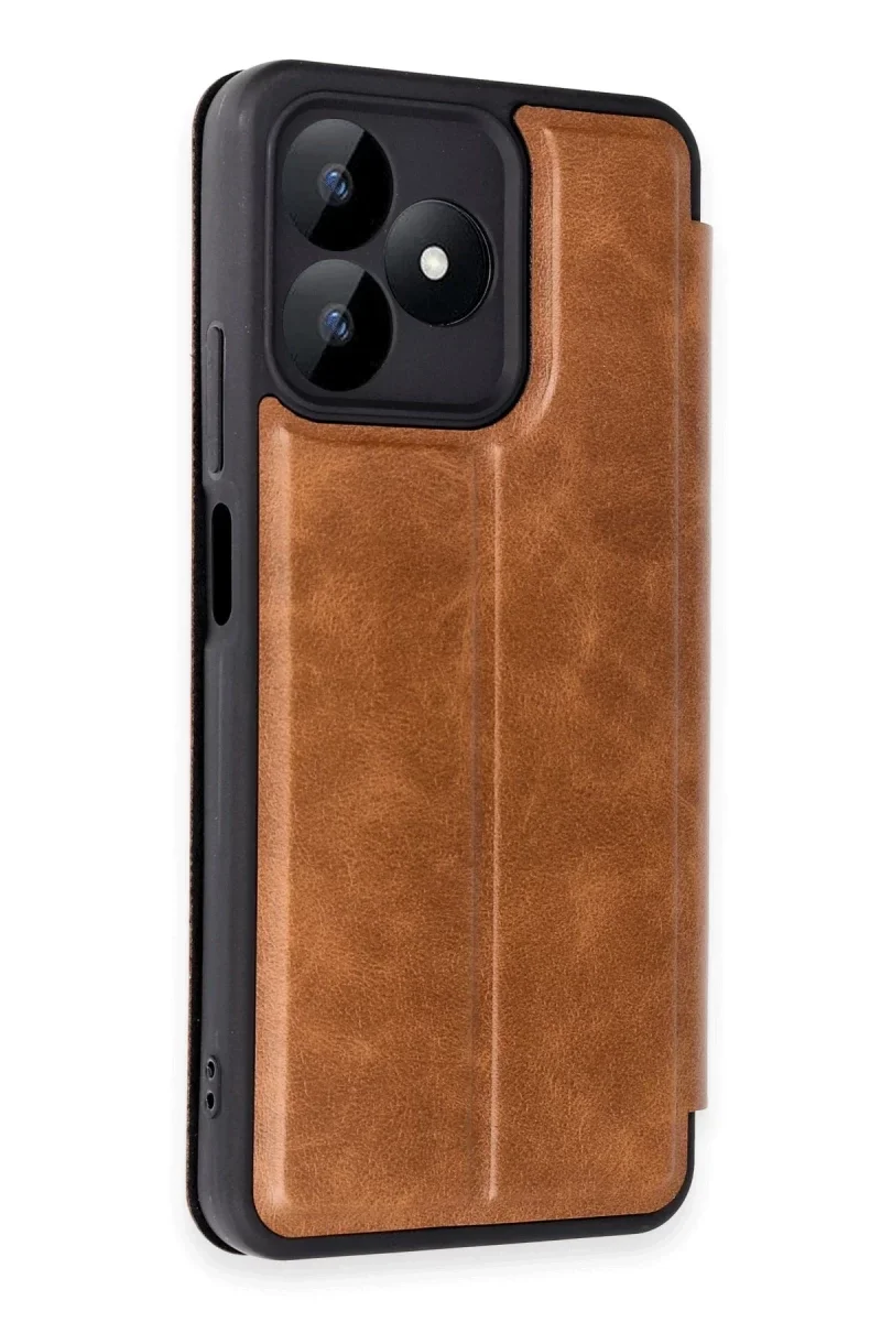 Realme Note 50 4G Kılıf Flip Cover - Taba