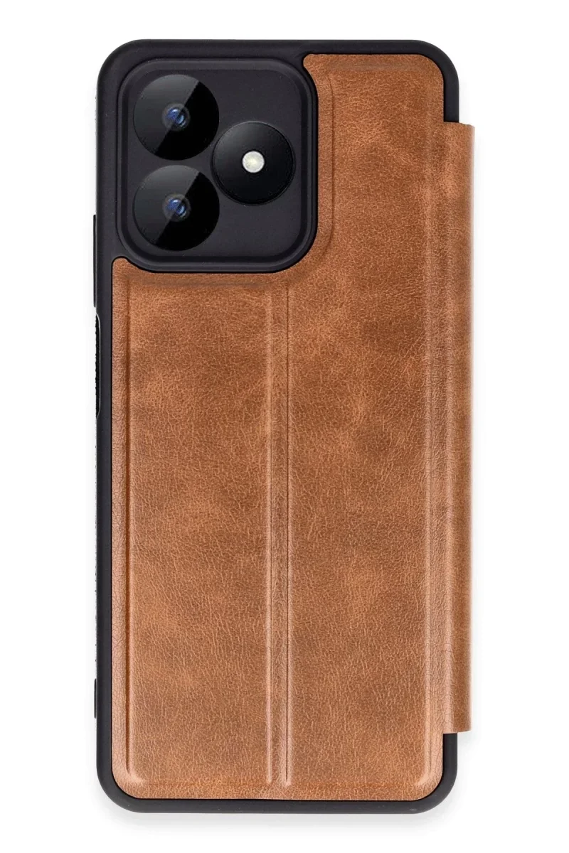 Realme Note 50 4G Kılıf Flip Cover - Taba