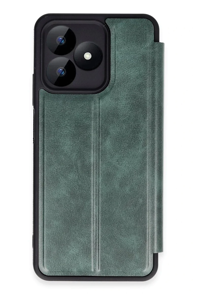 Realme Note 50 4G Kılıf Flip Cover - Koyu Yeşil Realme Note 50 4G Kılıf Flip Cover - Koyu Yeşil