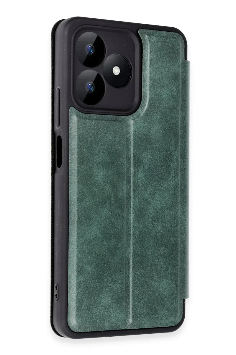 Realme Note 50 4G Kılıf Flip Cover - Koyu Yeşil Realme Note 50 4G Kılıf Flip Cover - Koyu Yeşil
