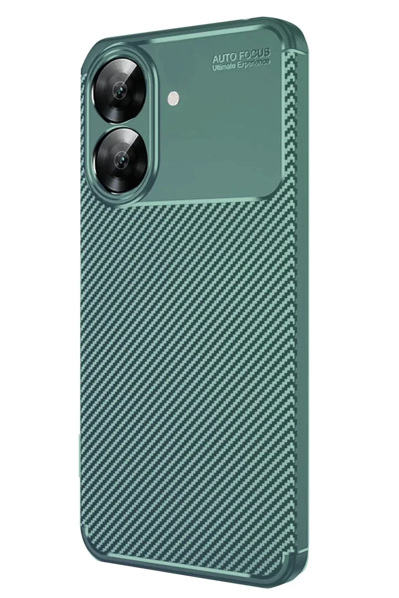 Realme Note 60 Kılıf Auto Focus Karbon Kapak - Koyu Yeşil