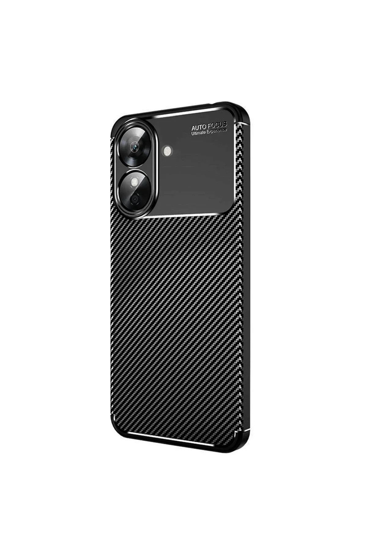Realme Note 60 Kılıf Auto Focus Karbon Kapak - Siyah Realme Note 60 Kılıf Auto Focus Karbon Kapak - Siyah
