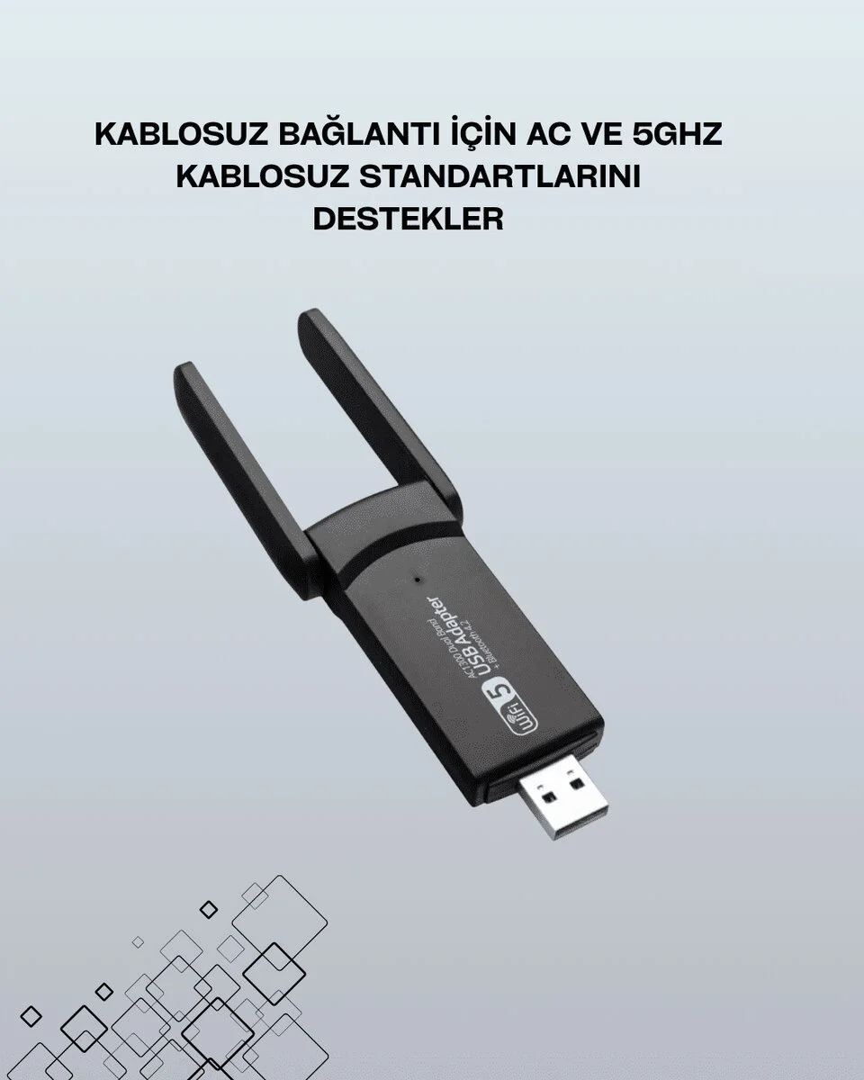 Realtek Chipsetli 5G Destekli Dual-Band USB WiFi Adaptör - Yüksek Hız ve Kesintisiz Bağlantı