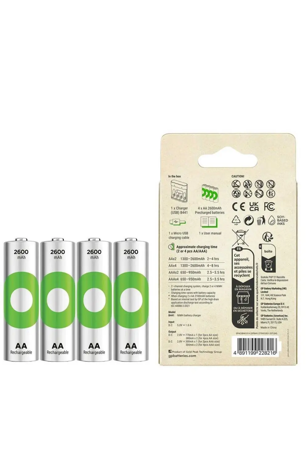 Recyko B441 4*2600 mAh R6 AA Pilli Şarj Cihazı (B441/270HCER21-2G