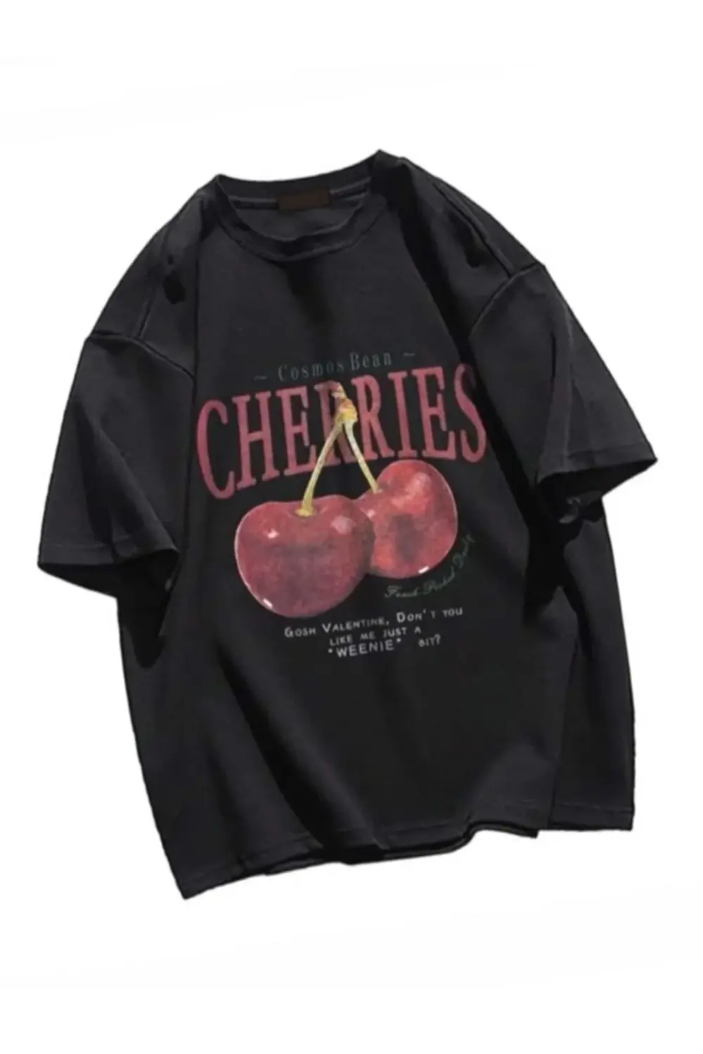 Red Cherries Baskılı Oversize Unisex Tshirt