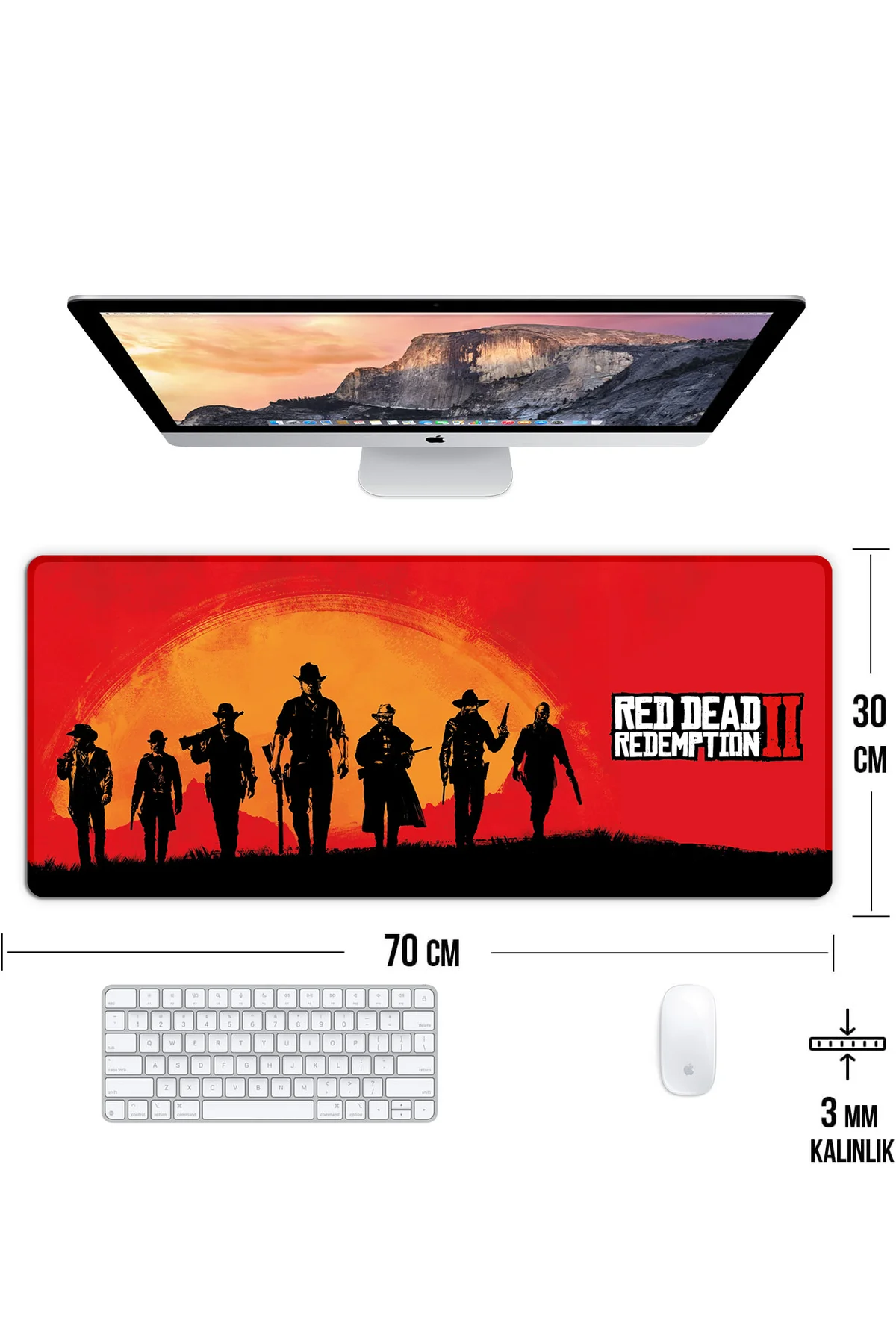 Red Dead Redemption Oyun Gaming Klavye Mouse Pad Masa Matı 70x30 