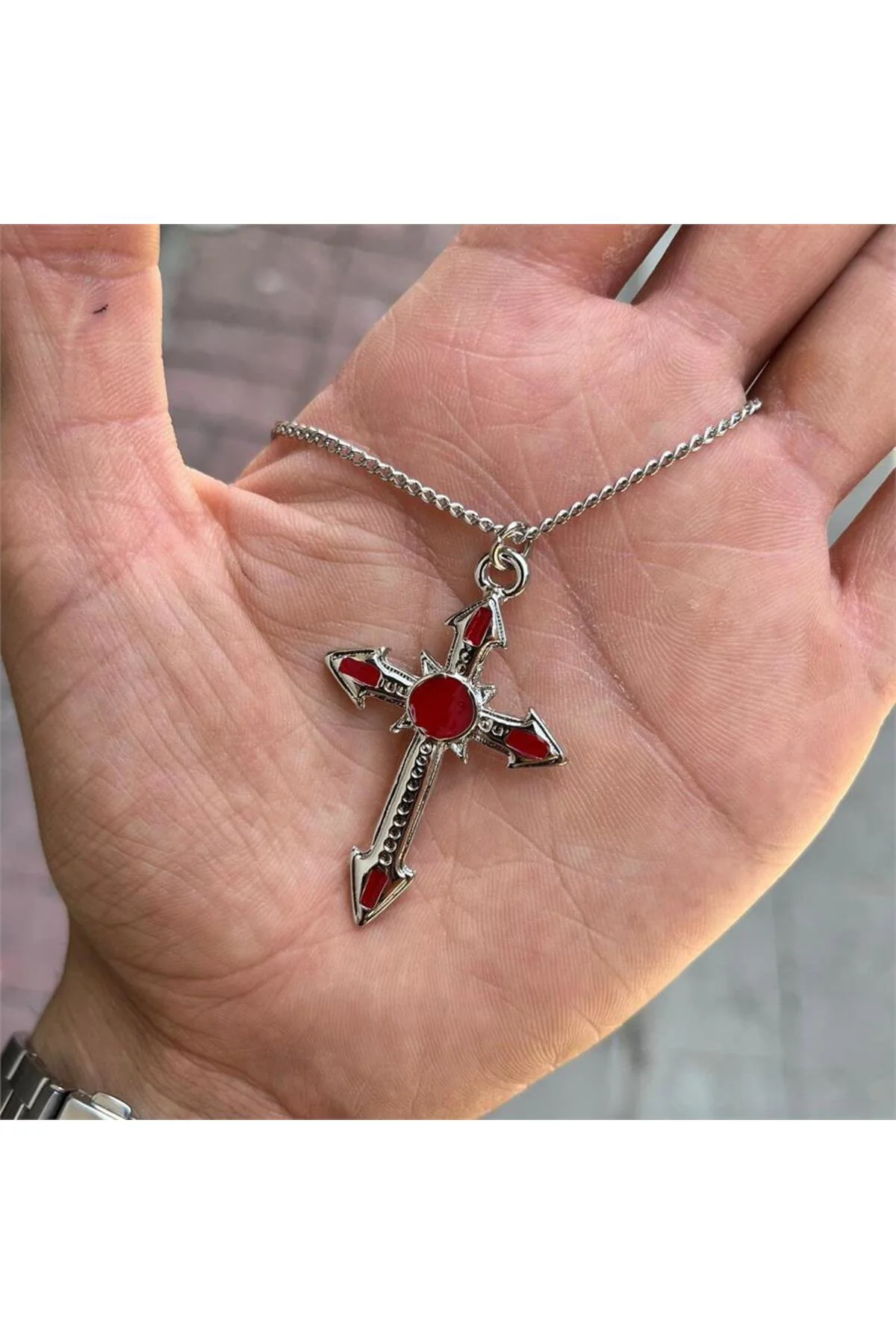Red Dot Cross Kolye