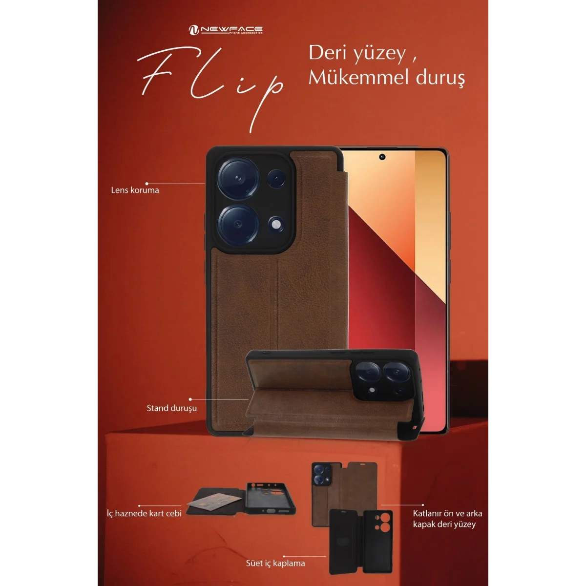 Redmi 13 4G Kılıf Flip Cover - Lacivert