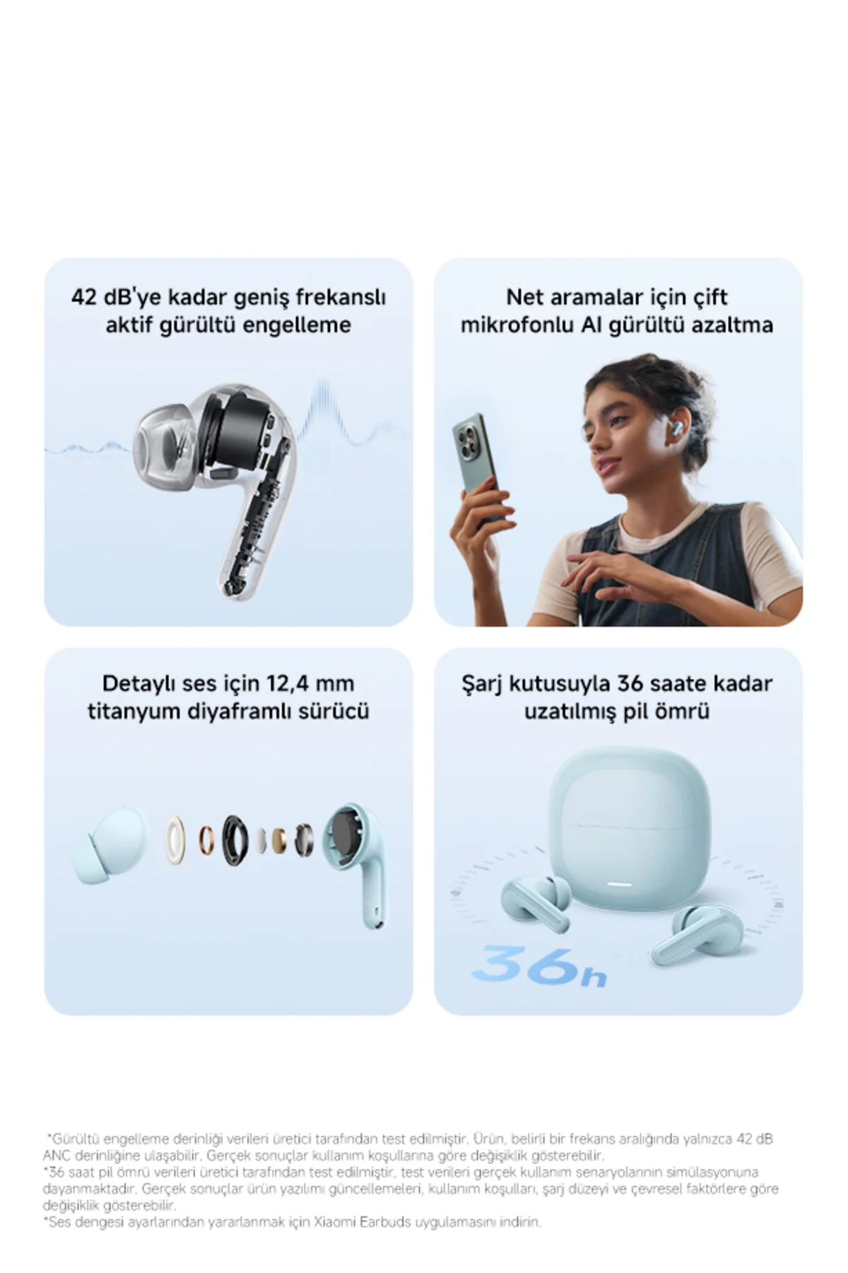 Redmi Buds 8 Lite Beyaz Kulakiçi Kulaklık TWS - ANC BT 5.4 (Xiaomi TR Garantili)