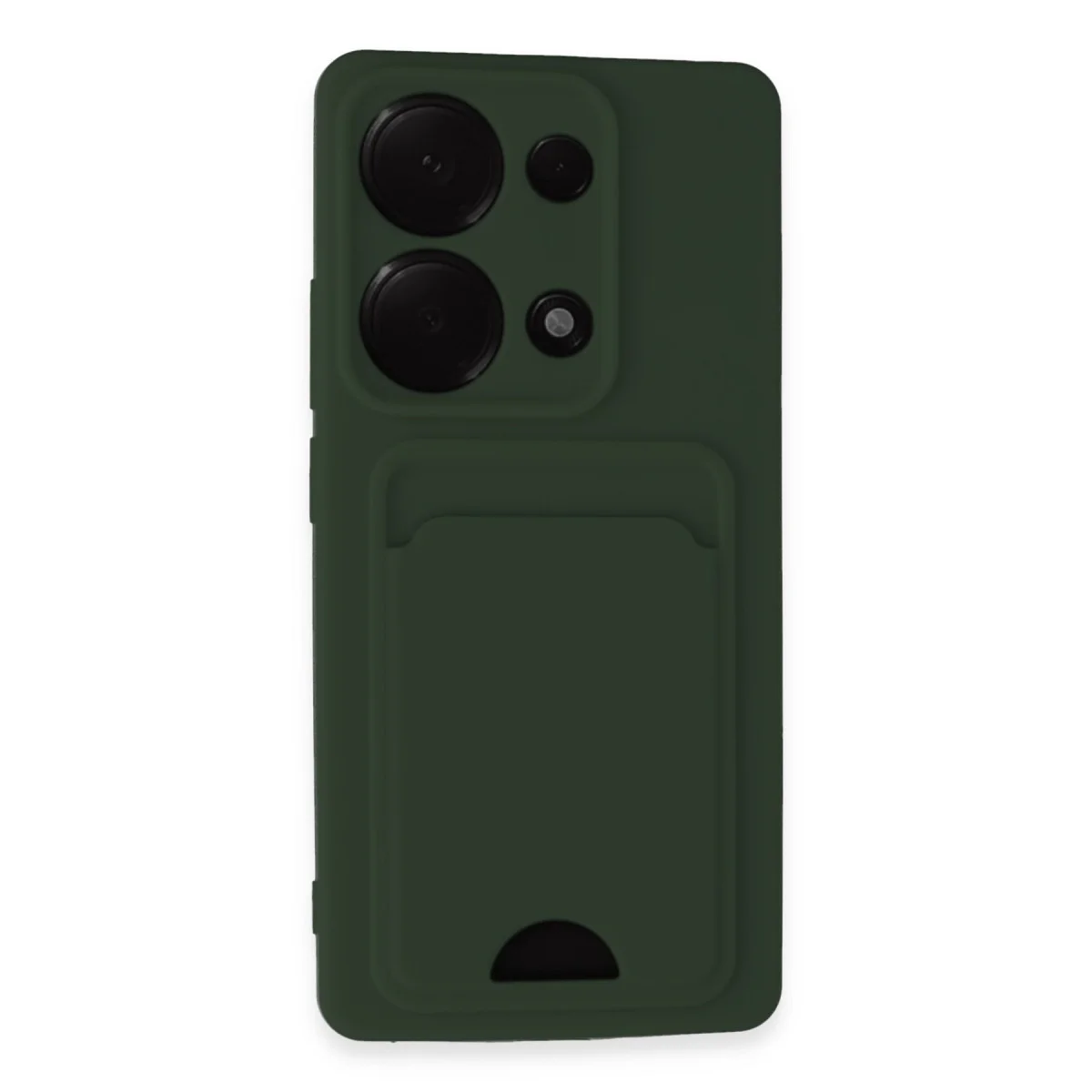 Redmi Note 13 Pro 4G Kılıf Kelvin Kartvizitli Silikon - Koyu Yeşil | Parmak İz Tutmaz