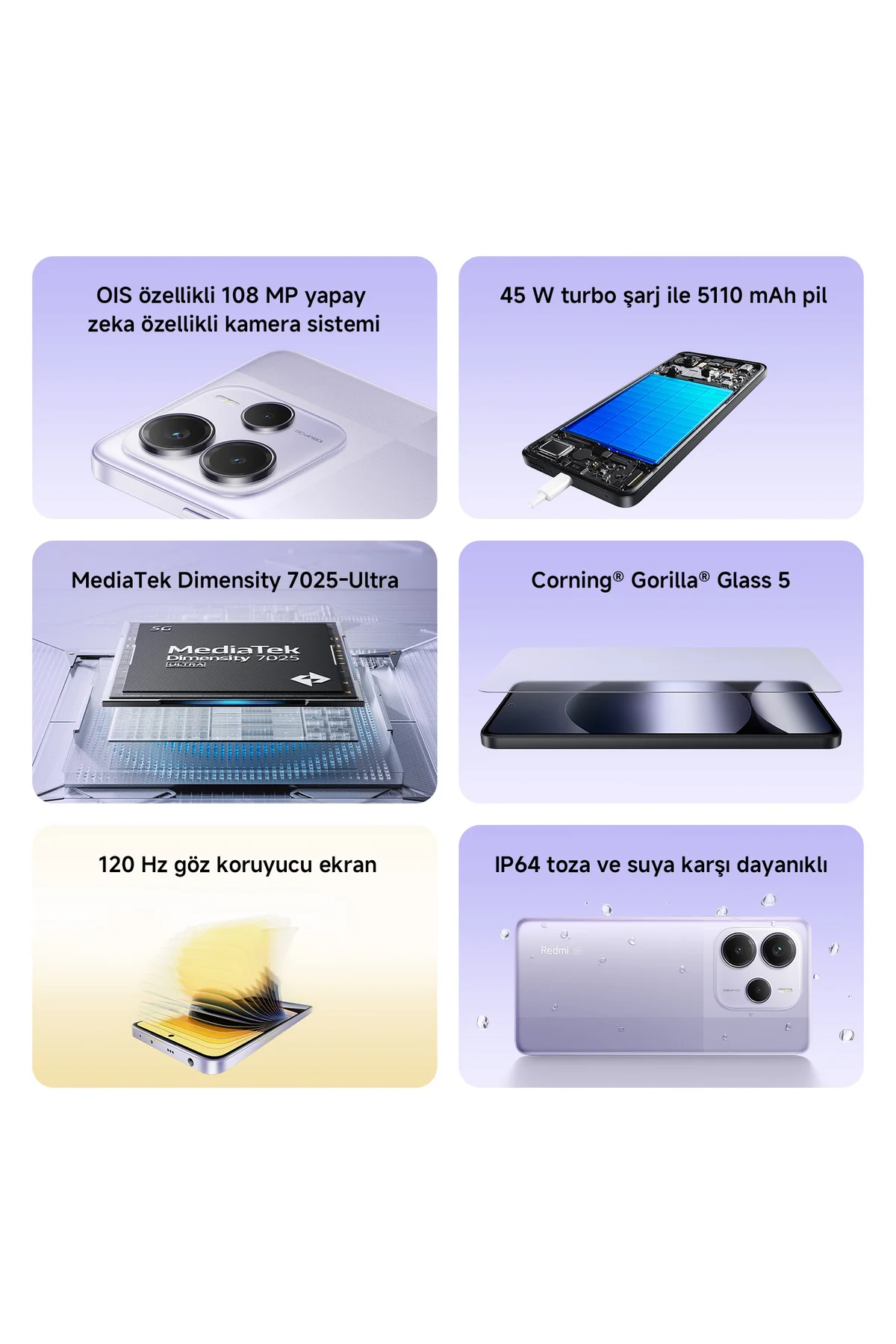 Redmi Note 14 5G 8GB+256GB Mor ( Türkiye Garantili)