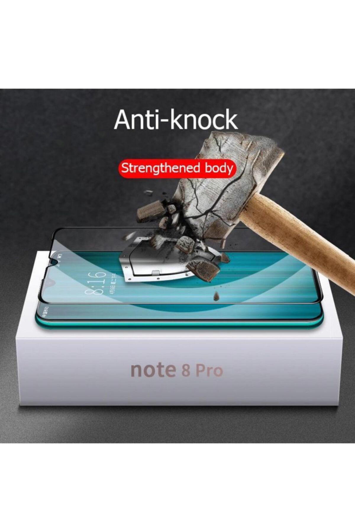 Redmi Note 8 Pro Tam Kaplayan 5d 6d 9d Kırılmaz Cam ( Siyah )