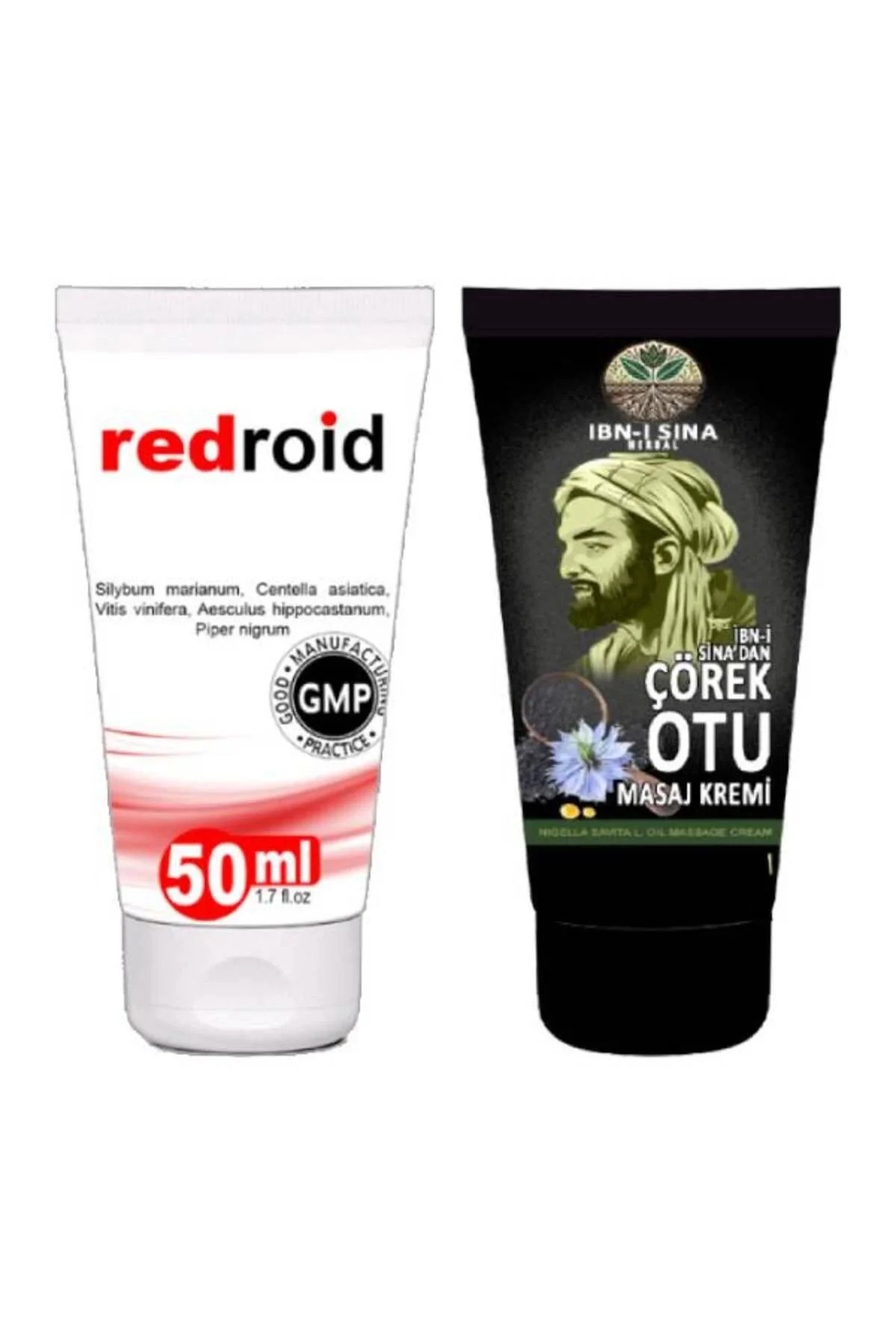 Redroid ile Uyumlu Rahatlatıcı Bakım Kremi ve İbn-i Sina ile Uyumlu Çörek Otu Kremi Seti – 2x50 ml