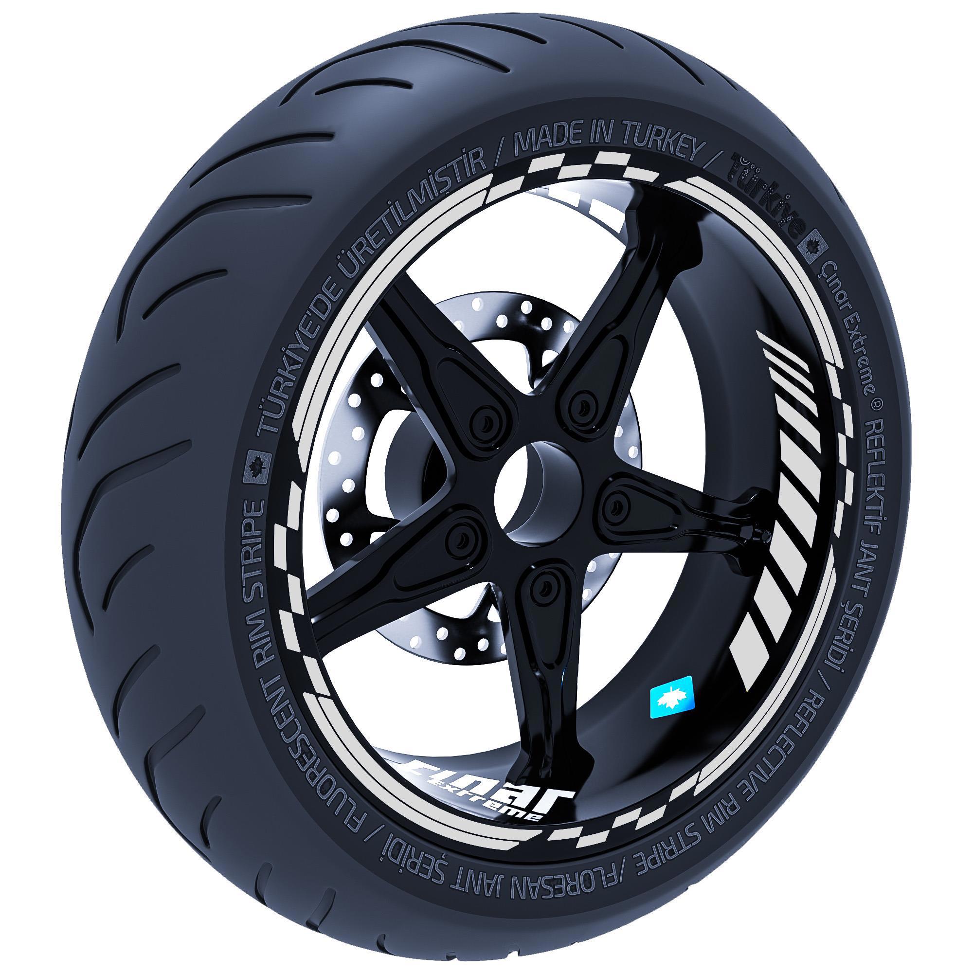 Reflektif Beyaz (Gri) Moto GP İç Dış Jant Şeridi Takım Sticker Çı