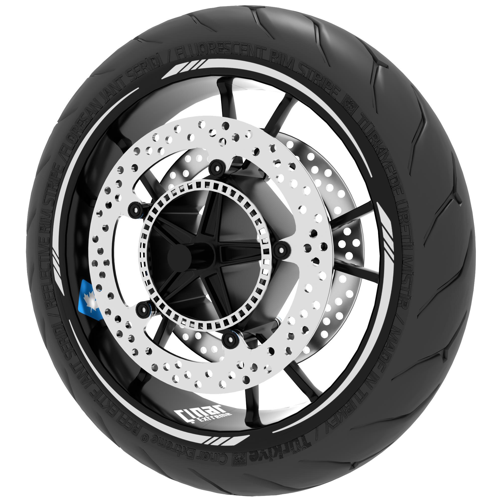 Çınar Extreme Reflektif Beyaz (Gri) 4 Parçalı Keskin Jant Şeridi Sticker Çınar 