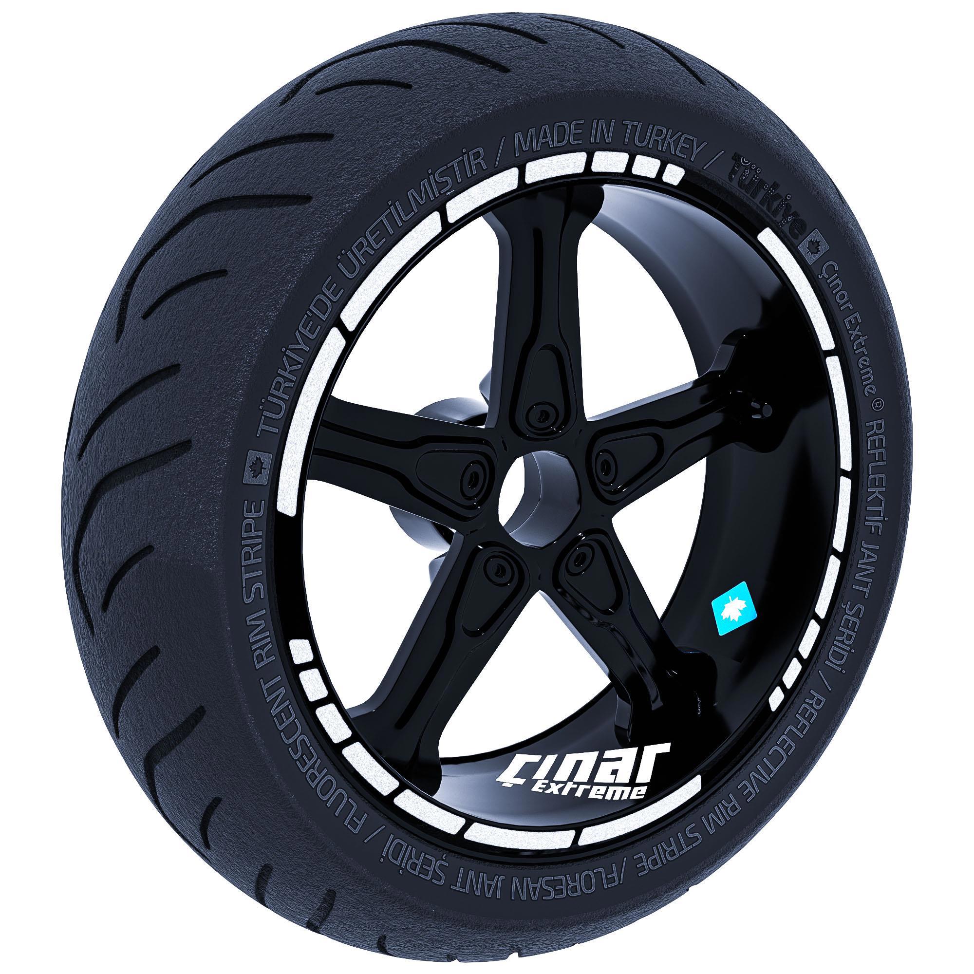 Çınar Extreme Reflektif Gri Moto Gp Stili Jant Şeridi Sticker  