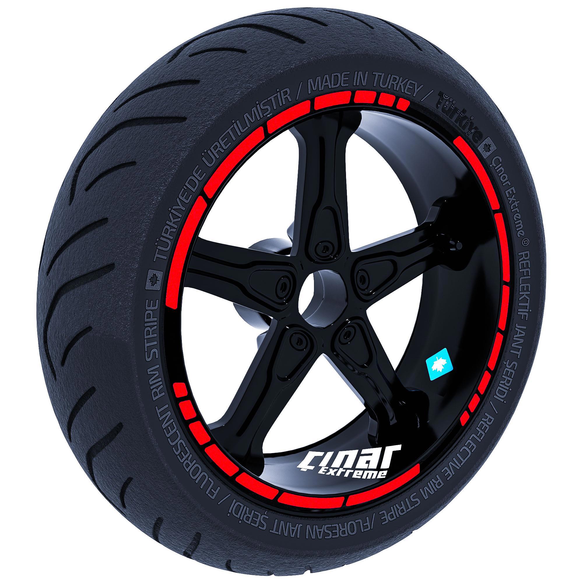 Çınar Extreme Reflektif Kırmızı Moto Gp Stili Jant Şeridi Sticker 