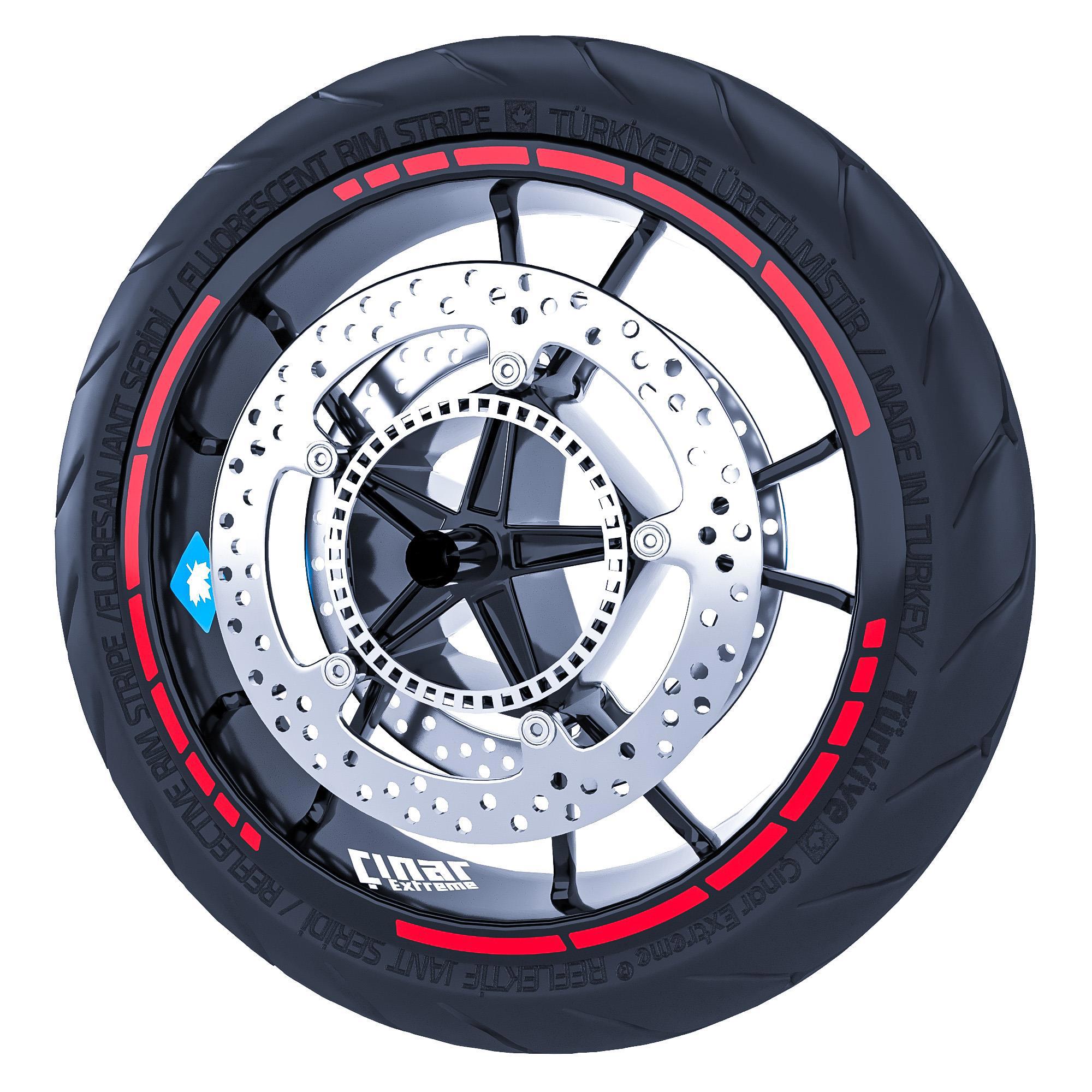 Çınar Extreme Reflektif Kırmızı Moto Gp Stili Jant Şeridi Sticker 