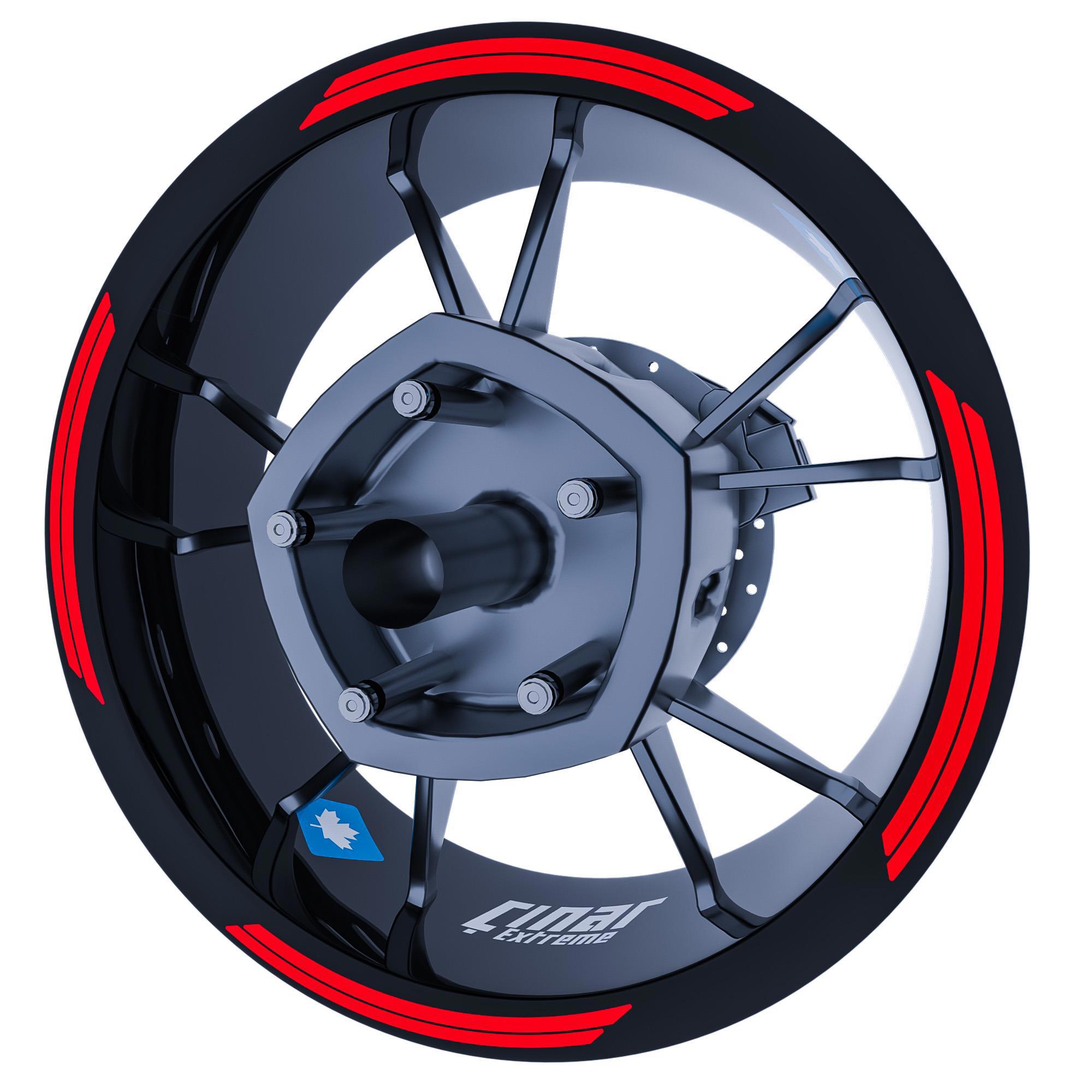 Çınar Extreme Reflektif Kırmızı Double Stripe Jant Şeridi Sticker 