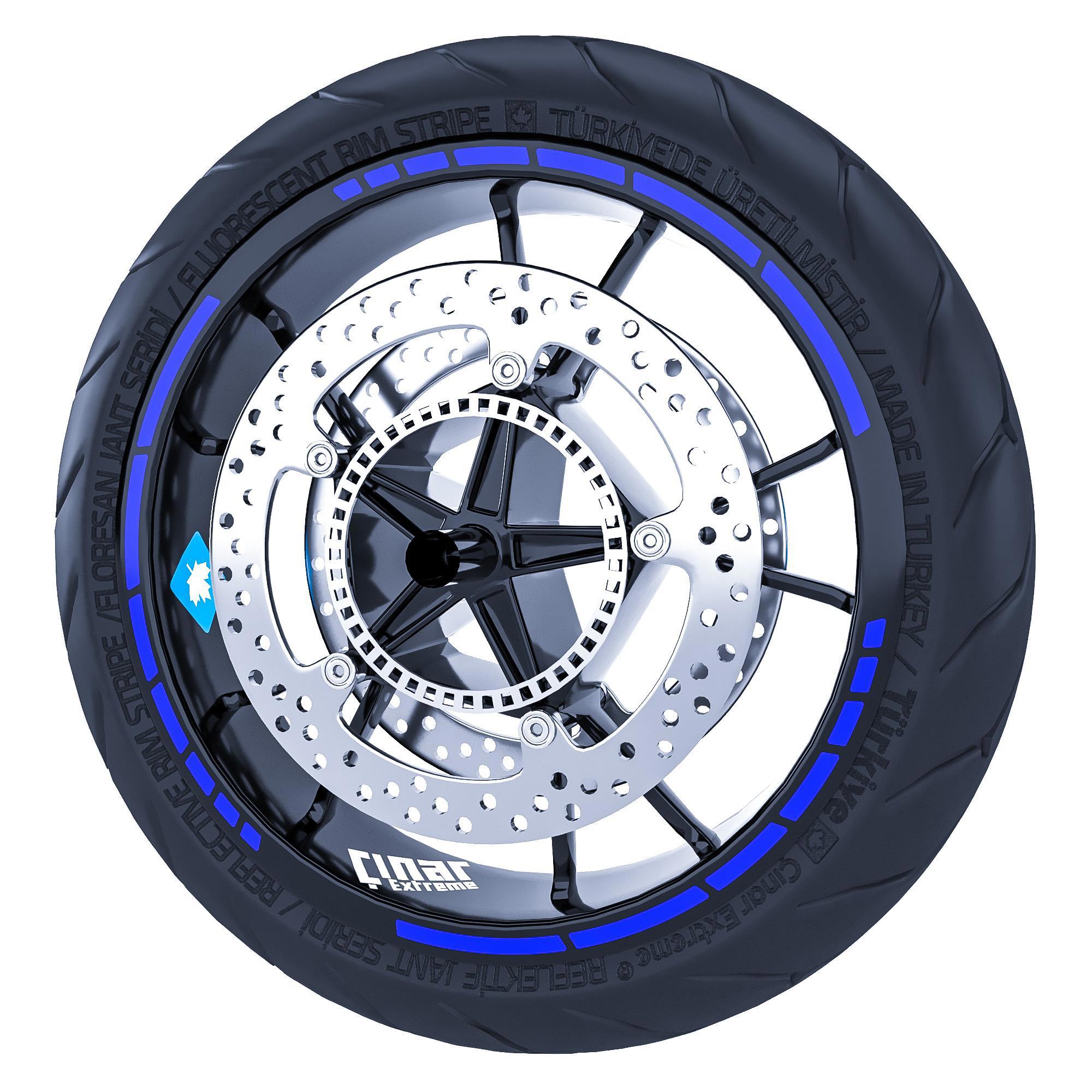 Çınar Extreme Reflektif Mavi Moto Gp Stili Jant Şeridi Sticker  