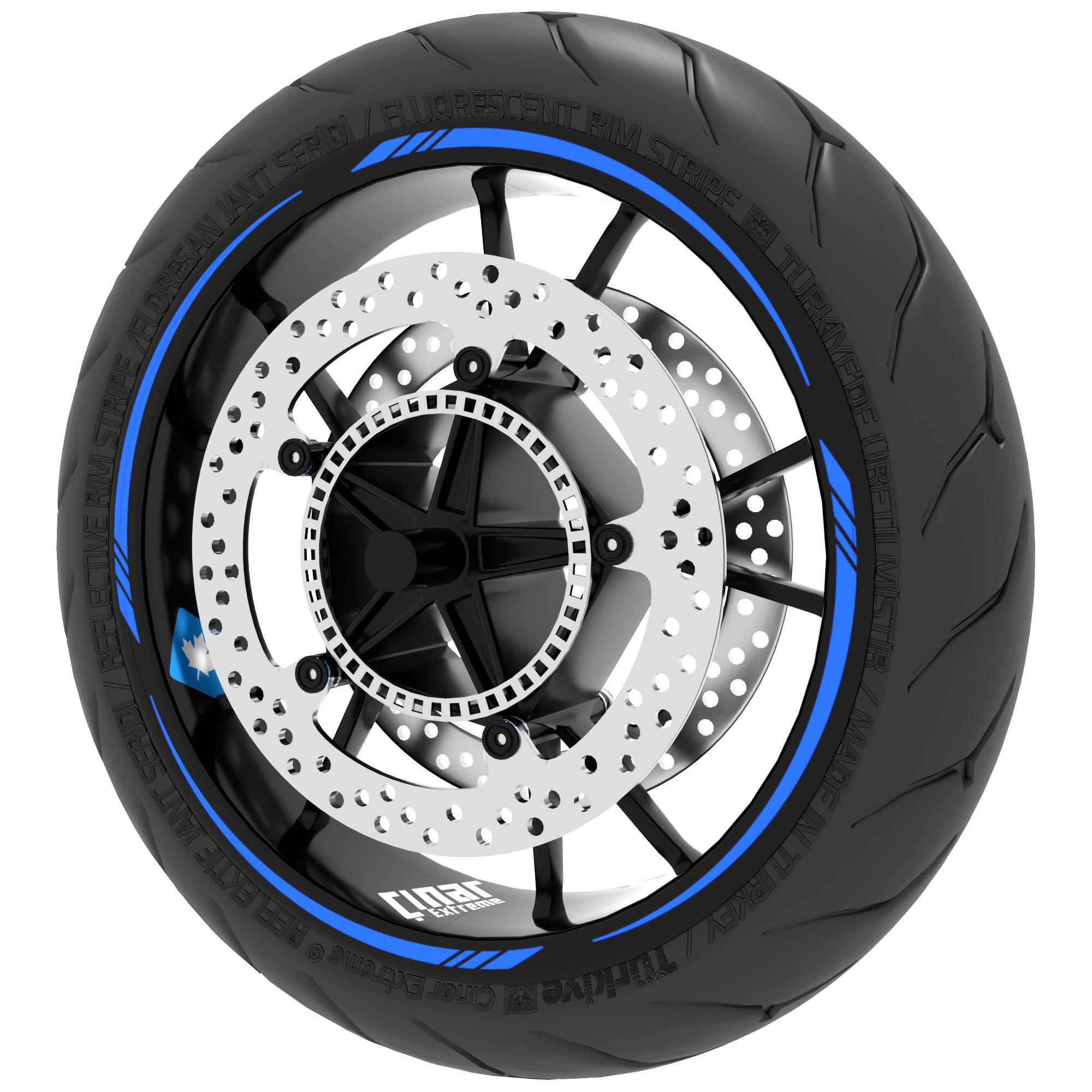 Çınar Extreme Reflektif Mavi 4 Parçalı Keskin Jant Şeridi Sticker 