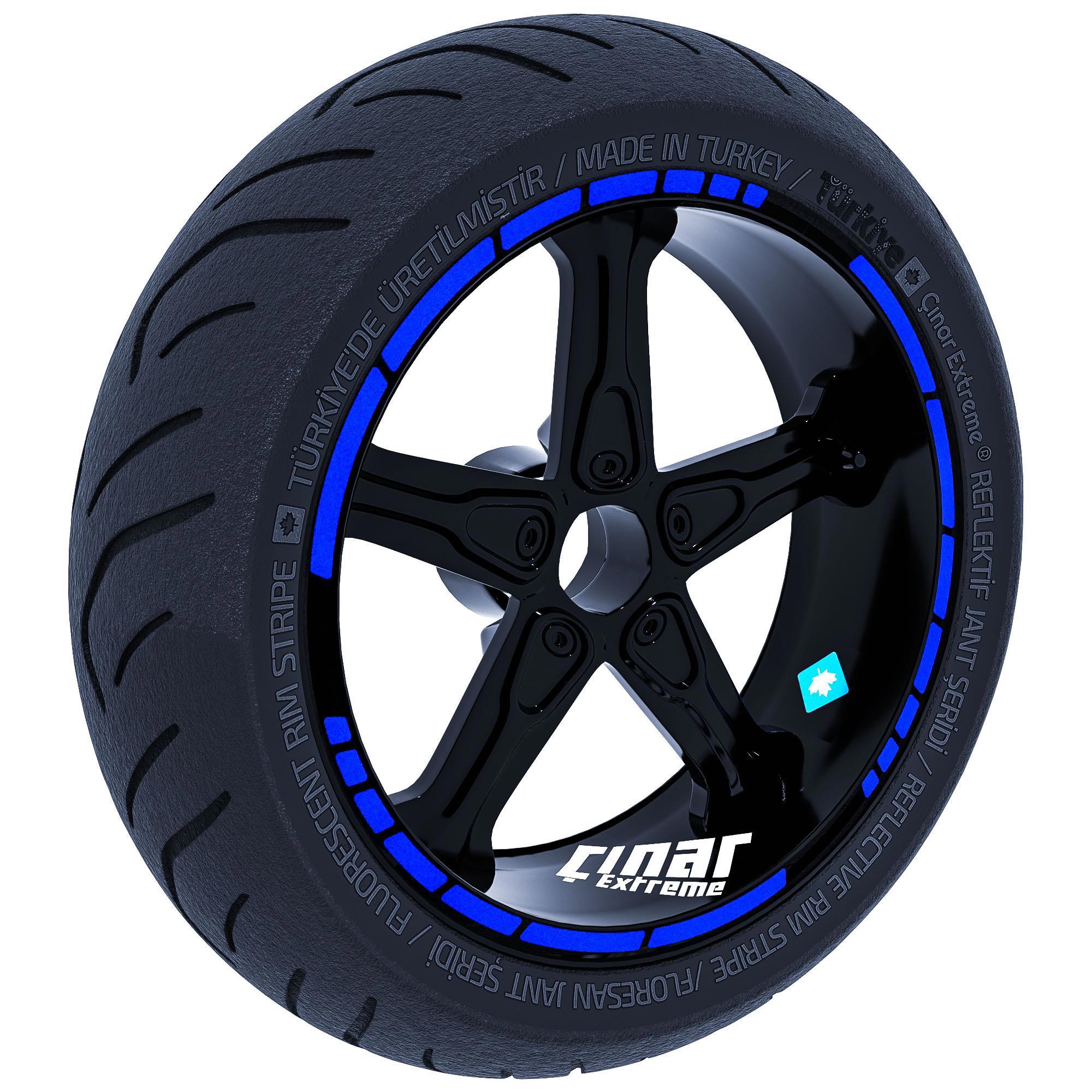 Çınar Extreme Reflektif Mavi Moto Gp Stili Jant Şeridi Sticker  