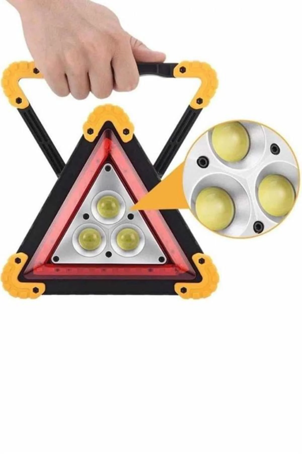 Reflektör Güneş Panelli Solarlı Şarjlı Üçgen Işıklı Trafik Reflek