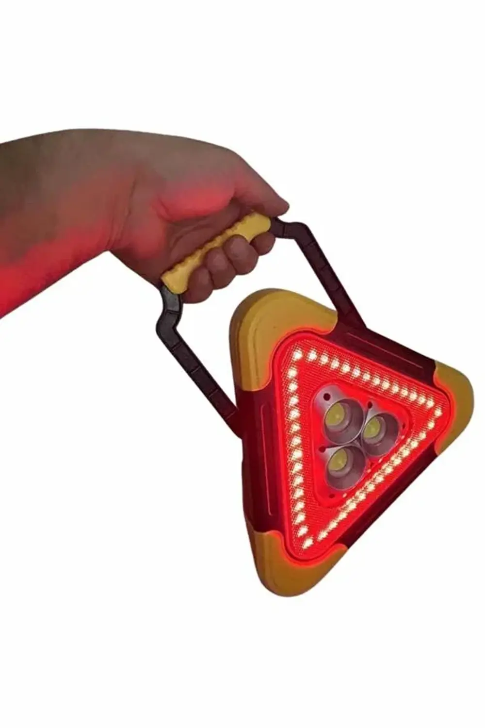 Reflektör Güneş Panelli Solarlı Şarjlı Üçgen Işıklı Trafik Reflek