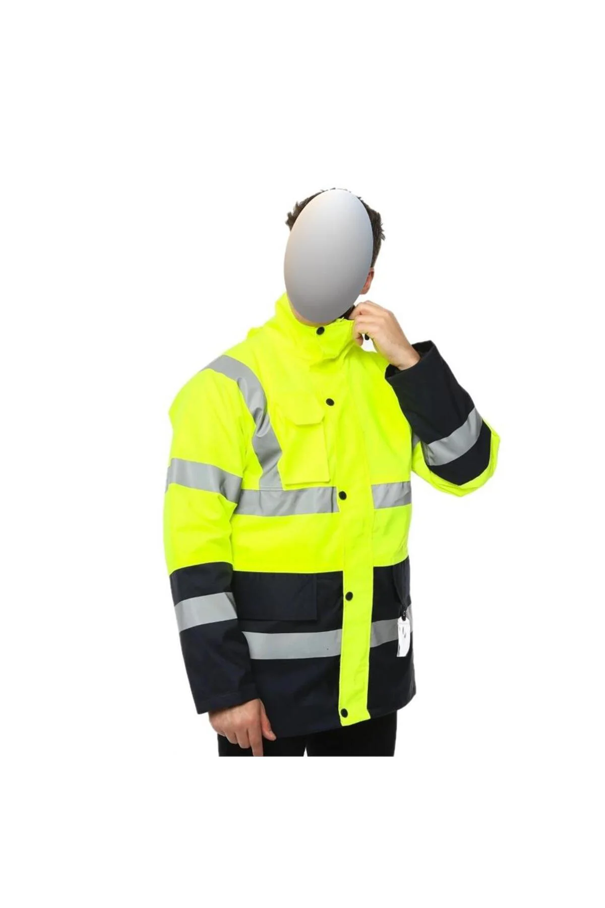 Reflektörlü 300D Oxford Çift Renk Parka Yağmurluk Sarı